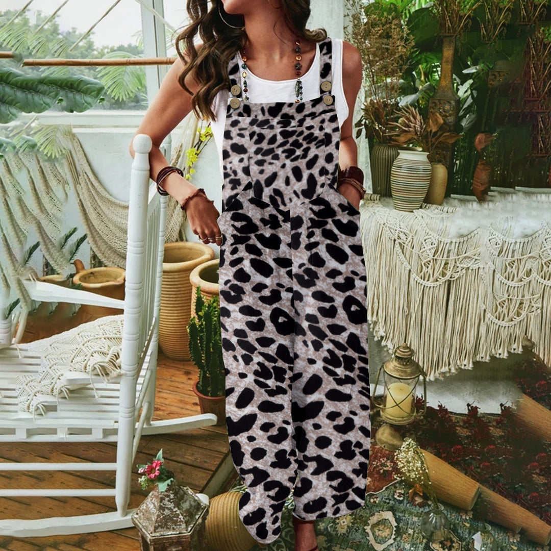 Damernas avslappnade jumpsuit med modernt leopardmönster och praktiska fickor Eva Jonsson-Eva Jonsson