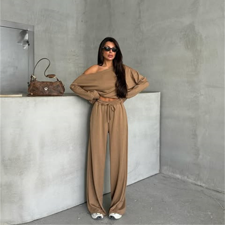 Damernas avslappnade jumpsuit med vida ben och off-shoulder design Mirla-Eva Jonsson