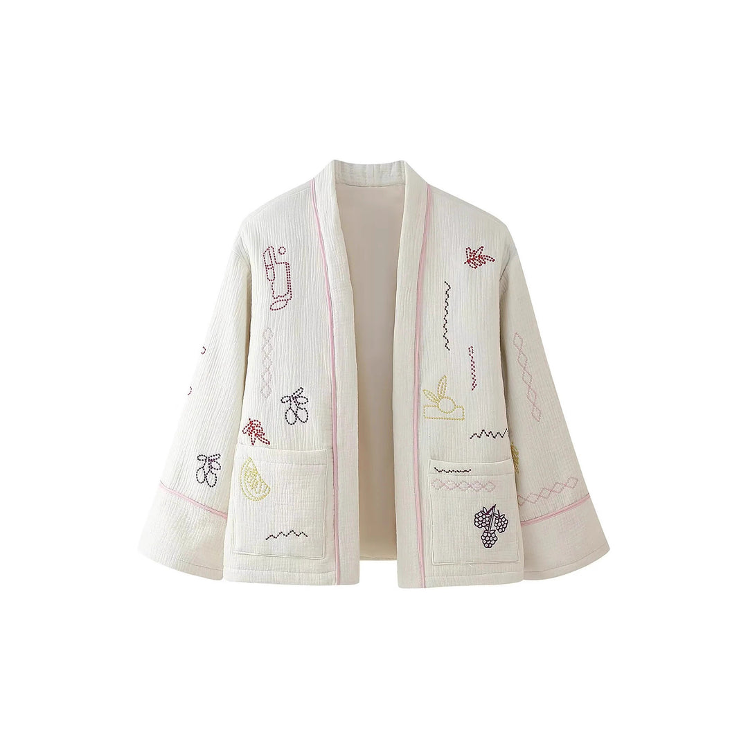 Damernas avslappnade kimono-jacka med unika broderier Mirla-Eva Jonsson