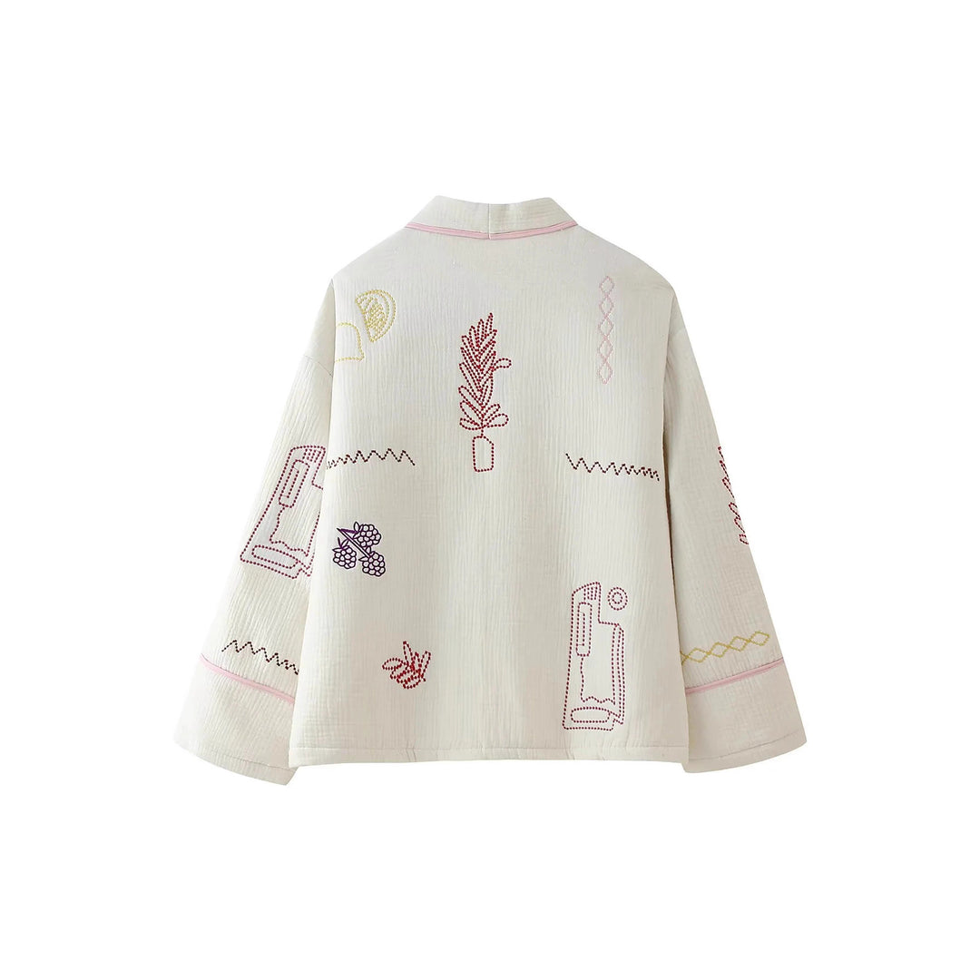 Damernas avslappnade kimono-jacka med unika broderier Mirla-Eva Jonsson