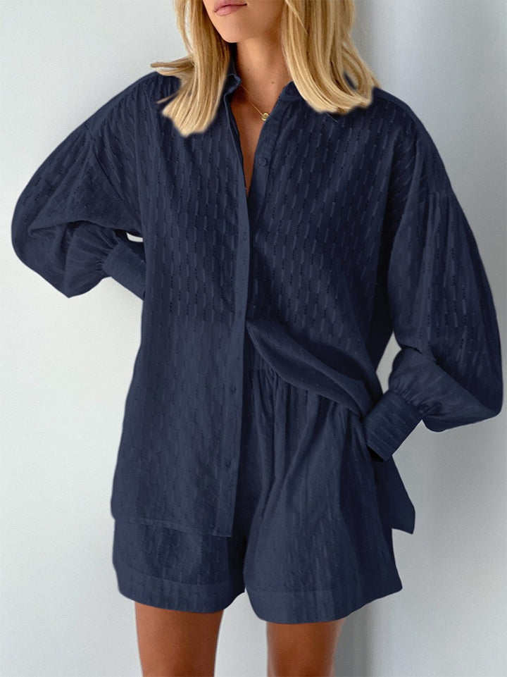 Damernas avslappnade kortärmad blusset med elastisk midja och lös passform Eva Jonsson-Eva Jonsson