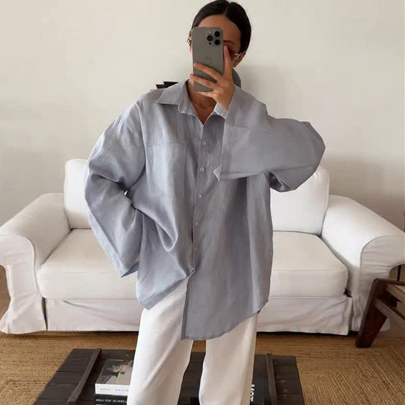 Damernas avslappnade linneblus med oversized passform Mirla-Eva Jonsson