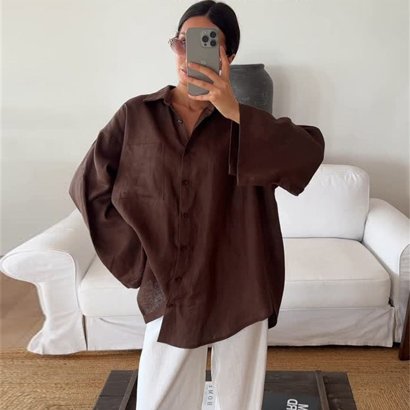 Damernas avslappnade linneblus med oversized passform Mirla-Eva Jonsson
