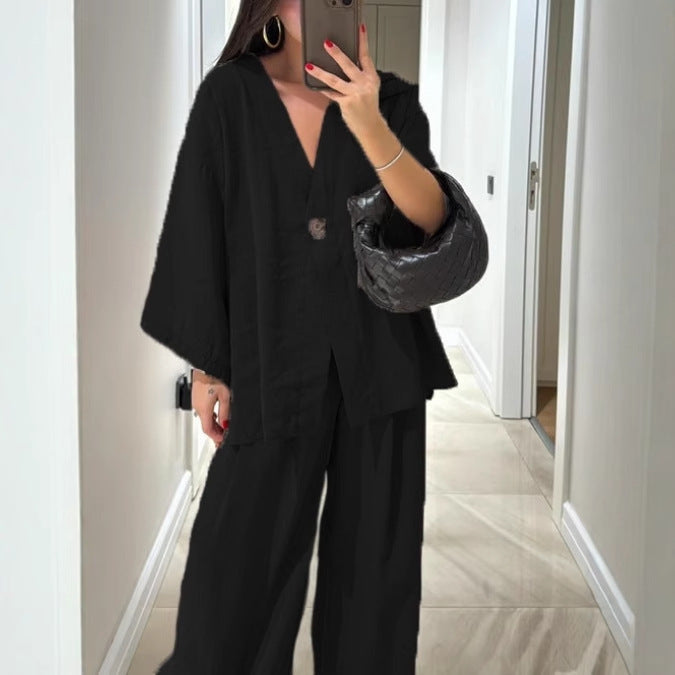 Damernas avslappnade linneoverall med överlappande ärmar Mirla-Eva Jonsson