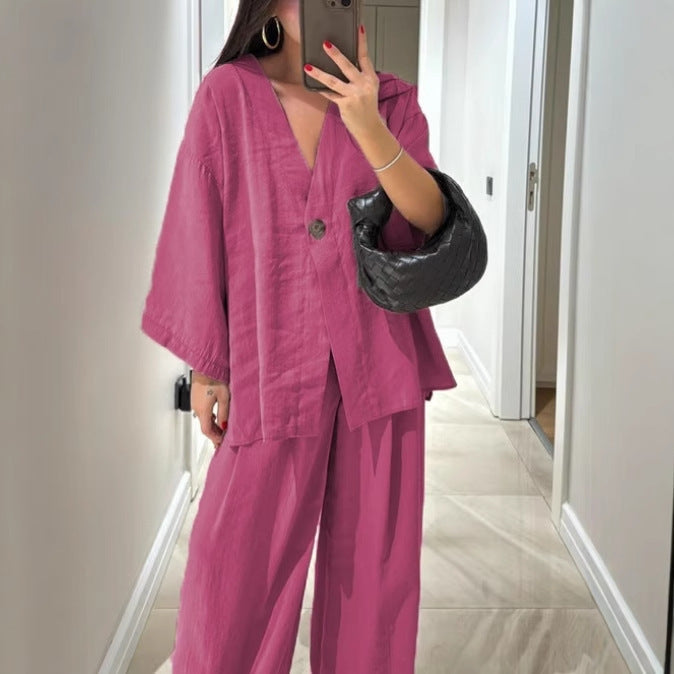 Damernas avslappnade linneoverall med överlappande ärmar Mirla-Eva Jonsson