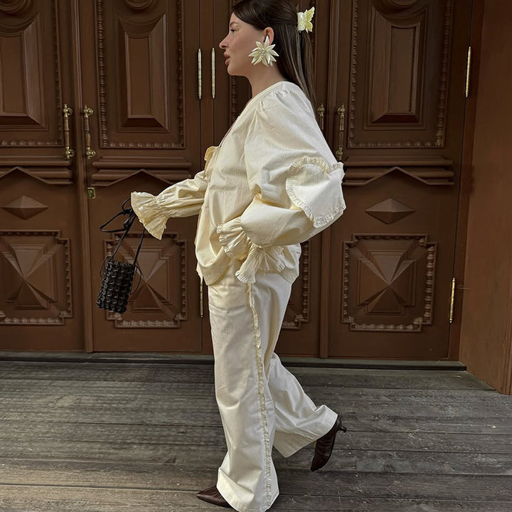 Damernas avslappnade loungewear-set med voluminösa ärmar Mirla-Eva Jonsson