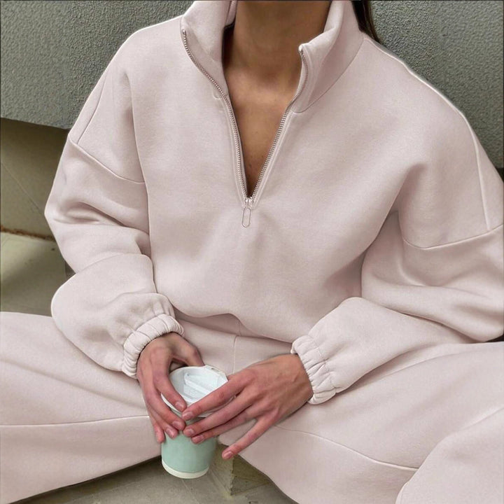 Damernas avslappnade och modiga sweatshirt med kort ståkrage och dragkedja Eva Jonsson-Eva Jonsson
