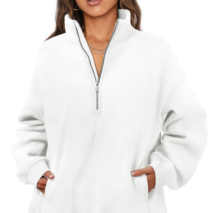 Damernas avslappnade oversize fleece-tröja med ståkrage Mirla-Eva Jonsson