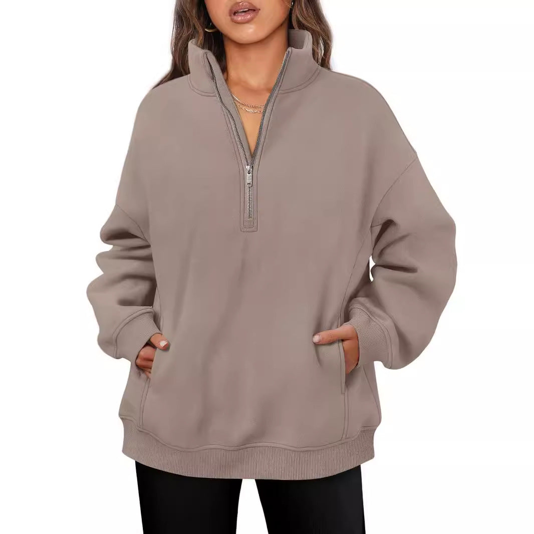 Damernas avslappnade oversize fleece-tröja med ståkrage Mirla-Eva Jonsson