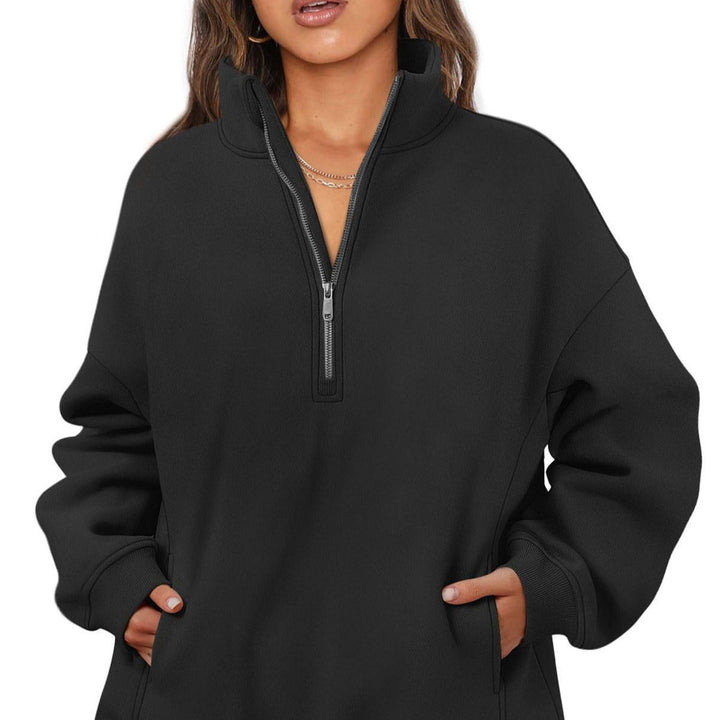 Damernas avslappnade oversize fleece-tröja med ståkrage Mirla-Eva Jonsson