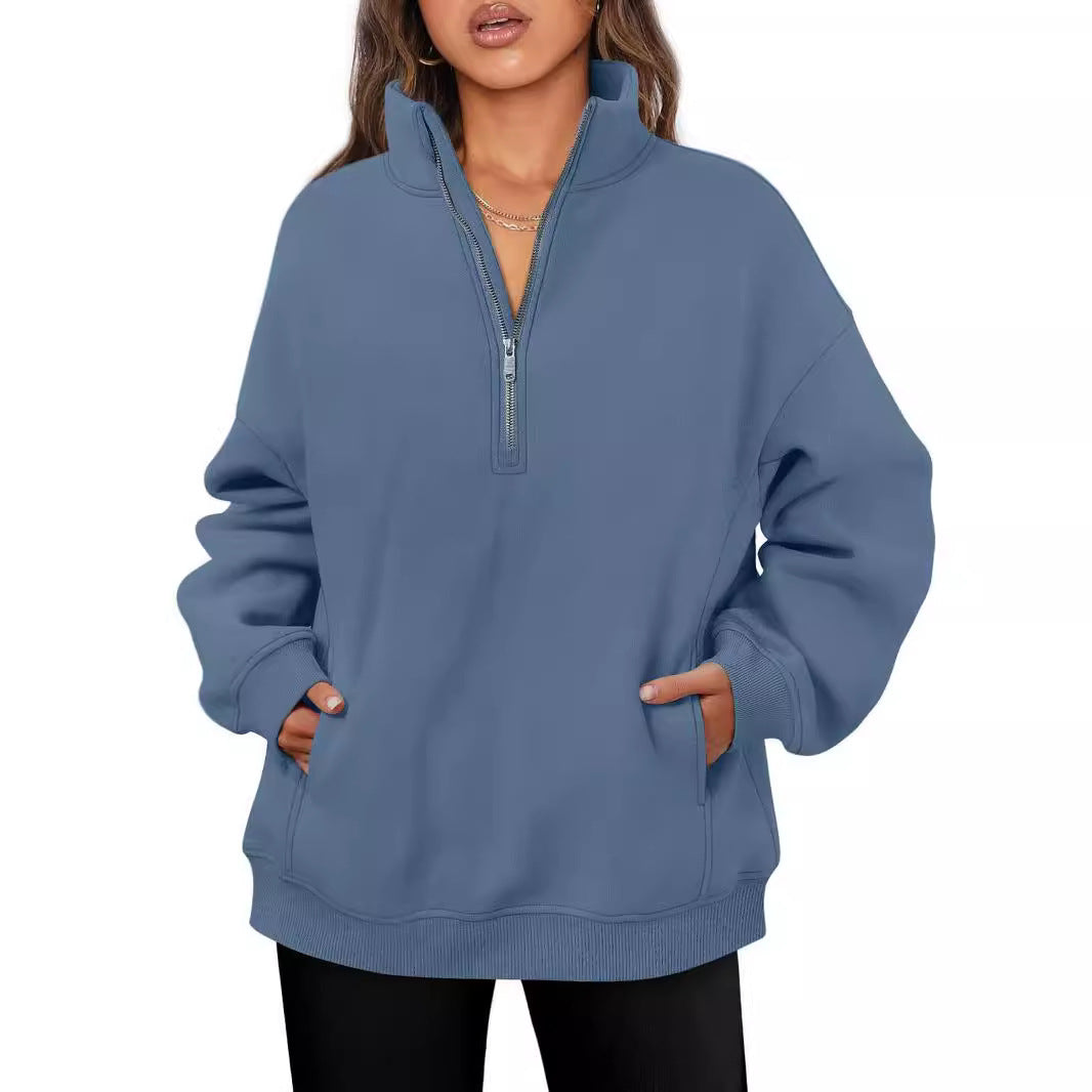 Damernas avslappnade oversize fleece-tröja med ståkrage Mirla-Eva Jonsson