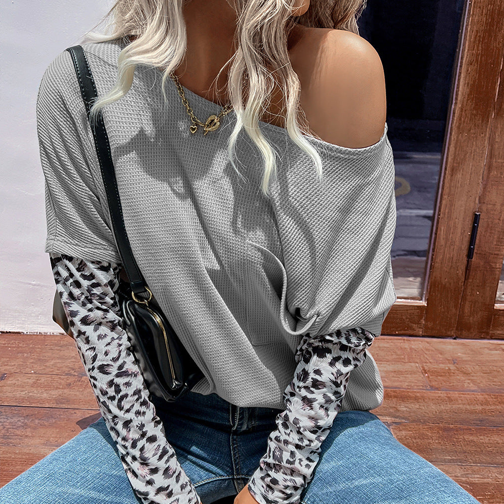 Damernas avslappnade oversize-t-shirt med avtagbara ärmar och leopardtryck Eva Jonsson-Eva Jonsson