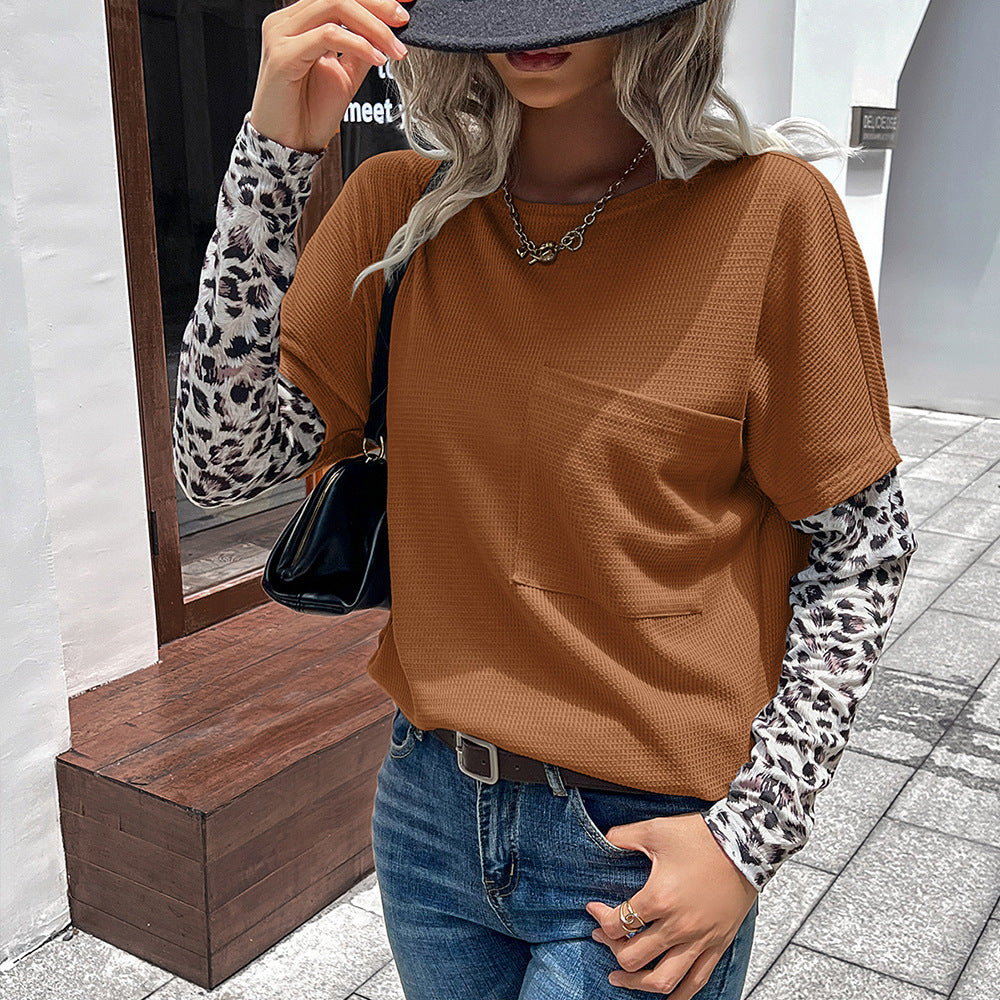 Damernas avslappnade oversize-t-shirt med avtagbara ärmar och leopardtryck Eva Jonsson-Eva Jonsson
