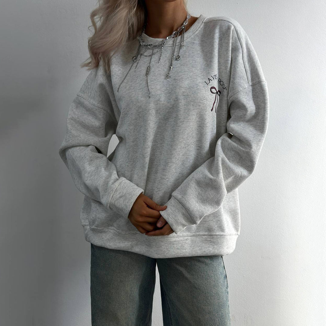 Damernas avslappnade oversize-tröja med unik ryggtryck Mirla-Eva Jonsson