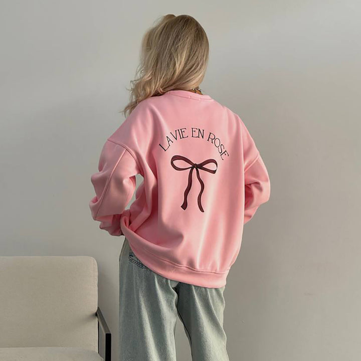 Damernas avslappnade oversize-tröja med unik ryggtryck Mirla-Eva Jonsson