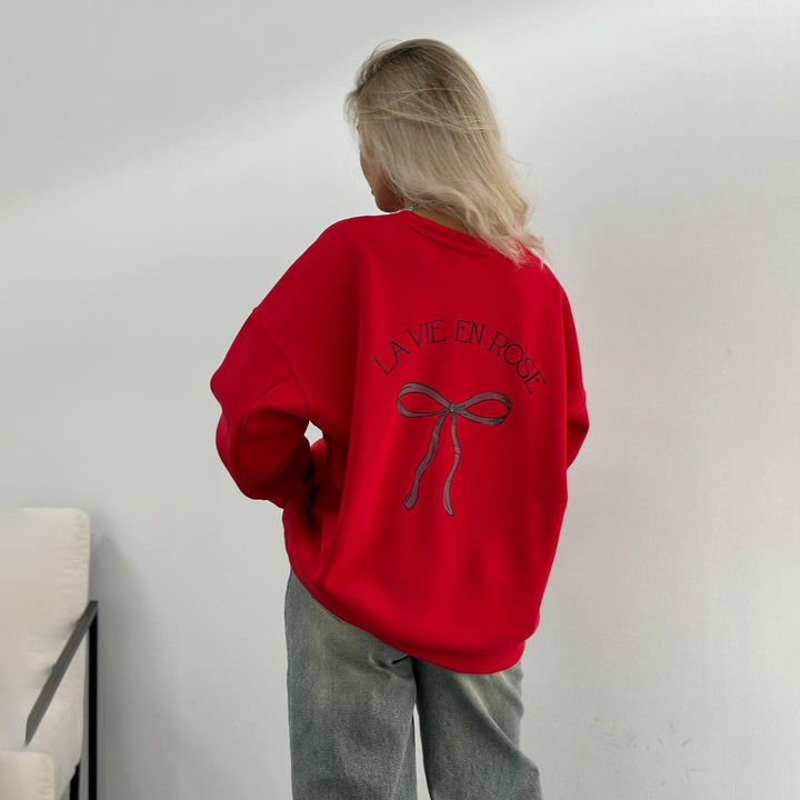 Damernas avslappnade oversize-tröja med unik ryggtryck Mirla-Eva Jonsson