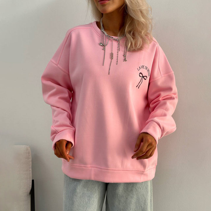Damernas avslappnade oversize-tröja med unik ryggtryck Mirla-Eva Jonsson