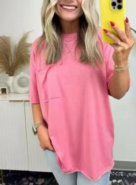 Damernas avslappnade oversized T-shirt med bröstficka Eva Jonsson-Eva Jonsson
