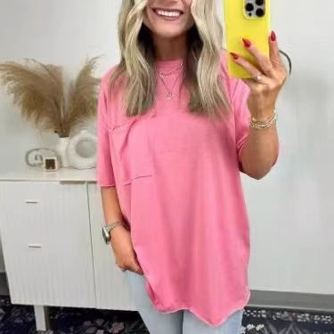 Damernas avslappnade oversized T-shirt med bröstficka Eva Jonsson-Eva Jonsson