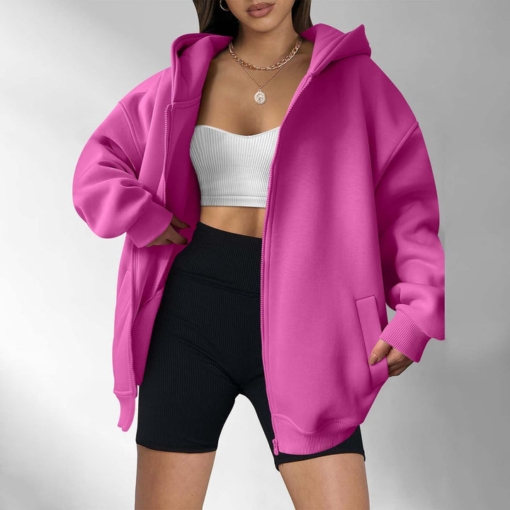 Damernas avslappnade oversized hoodiejacka med dubbel dragkedja Eva Jonsson-Eva Jonsson