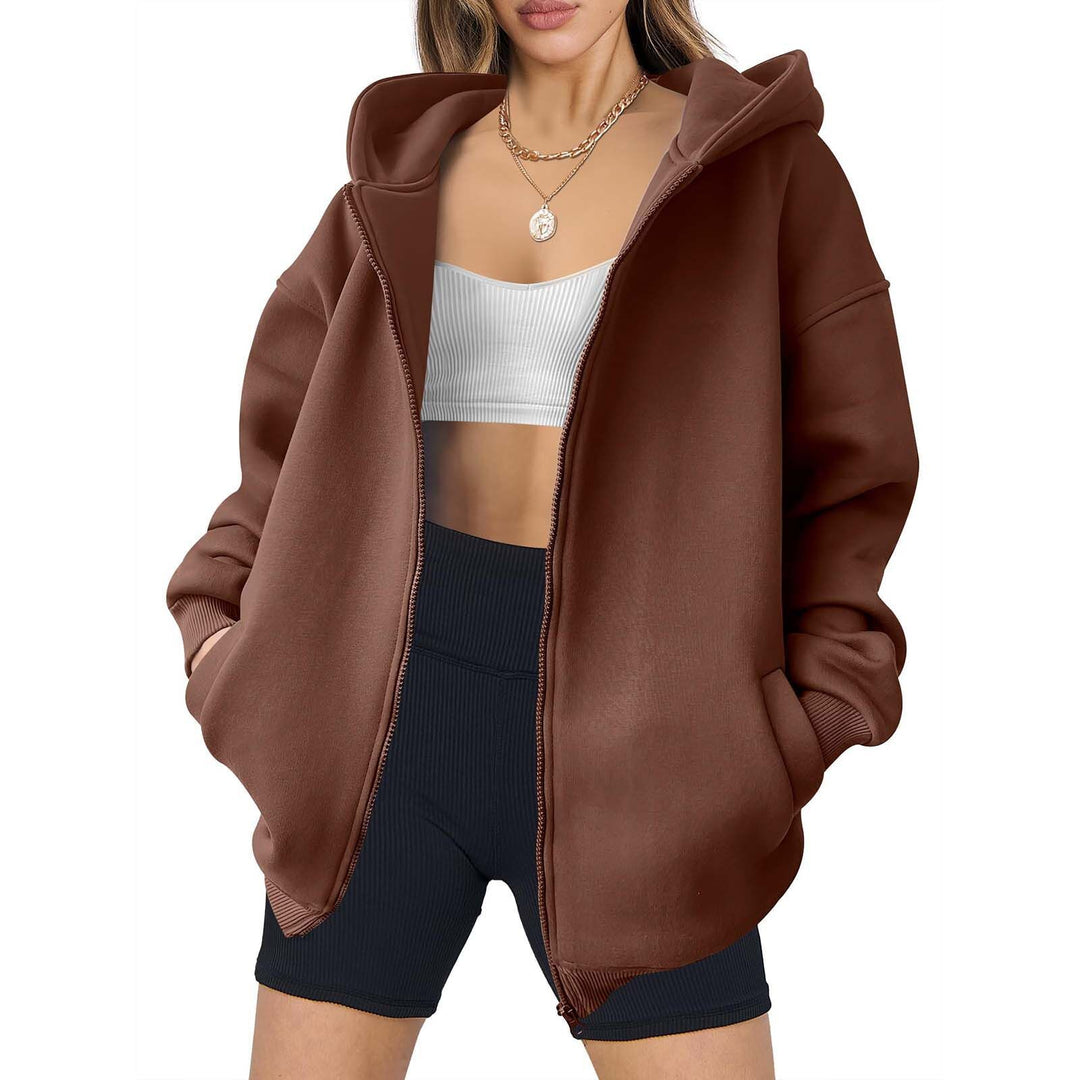 Damernas avslappnade oversized hoodiejacka med dubbel dragkedja Eva Jonsson-Eva Jonsson
