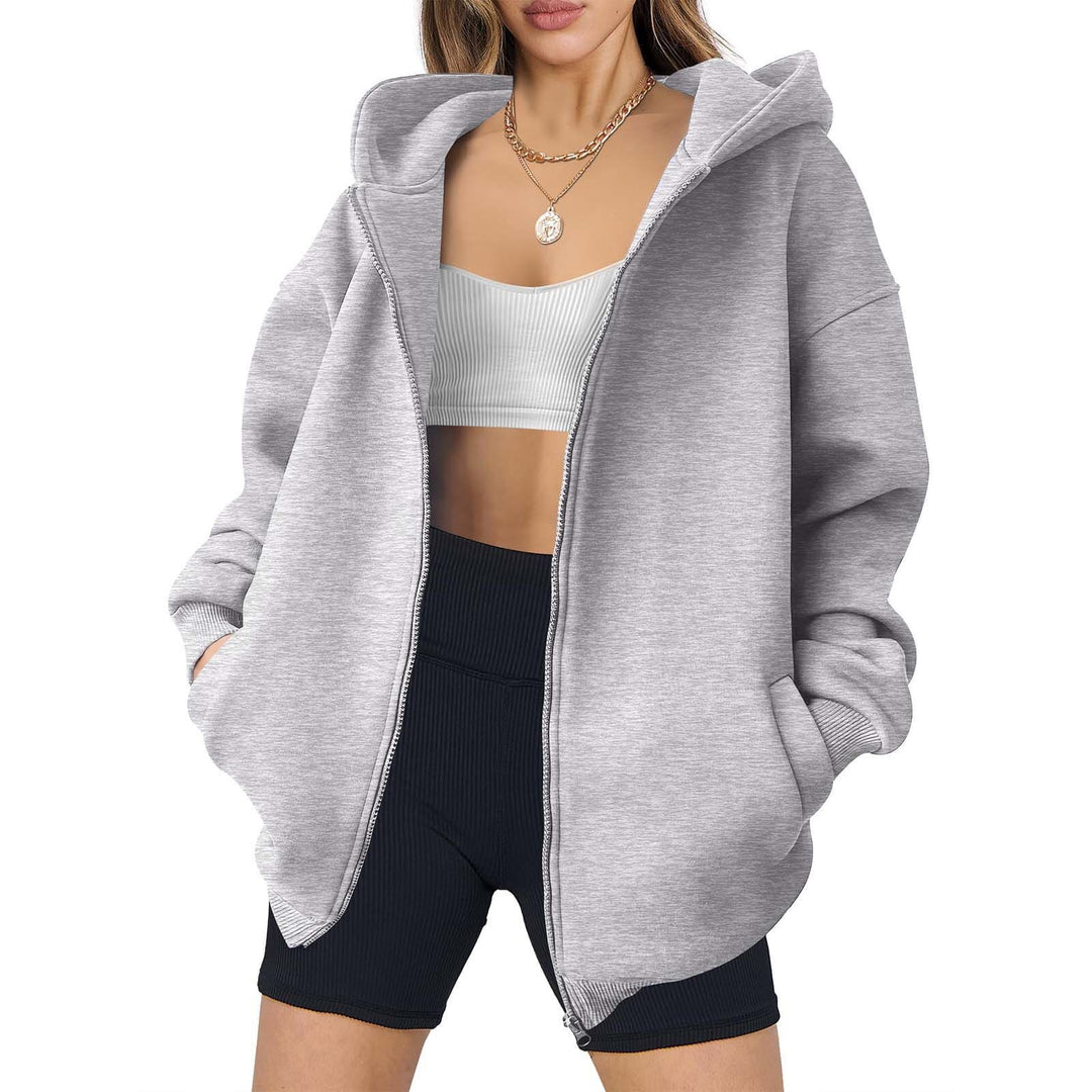 Damernas avslappnade oversized hoodiejacka med dubbel dragkedja Eva Jonsson-Eva Jonsson