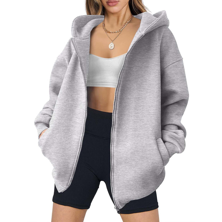 Damernas avslappnade oversized hoodiejacka med dubbel dragkedja Eva Jonsson-Eva Jonsson