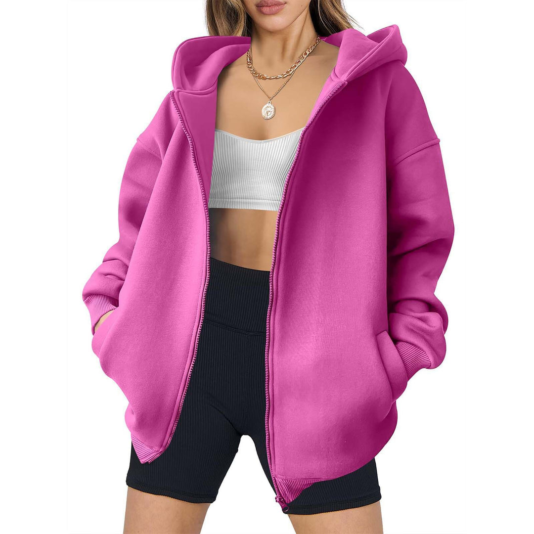Damernas avslappnade oversized hoodiejacka med dubbel dragkedja Eva Jonsson-Eva Jonsson