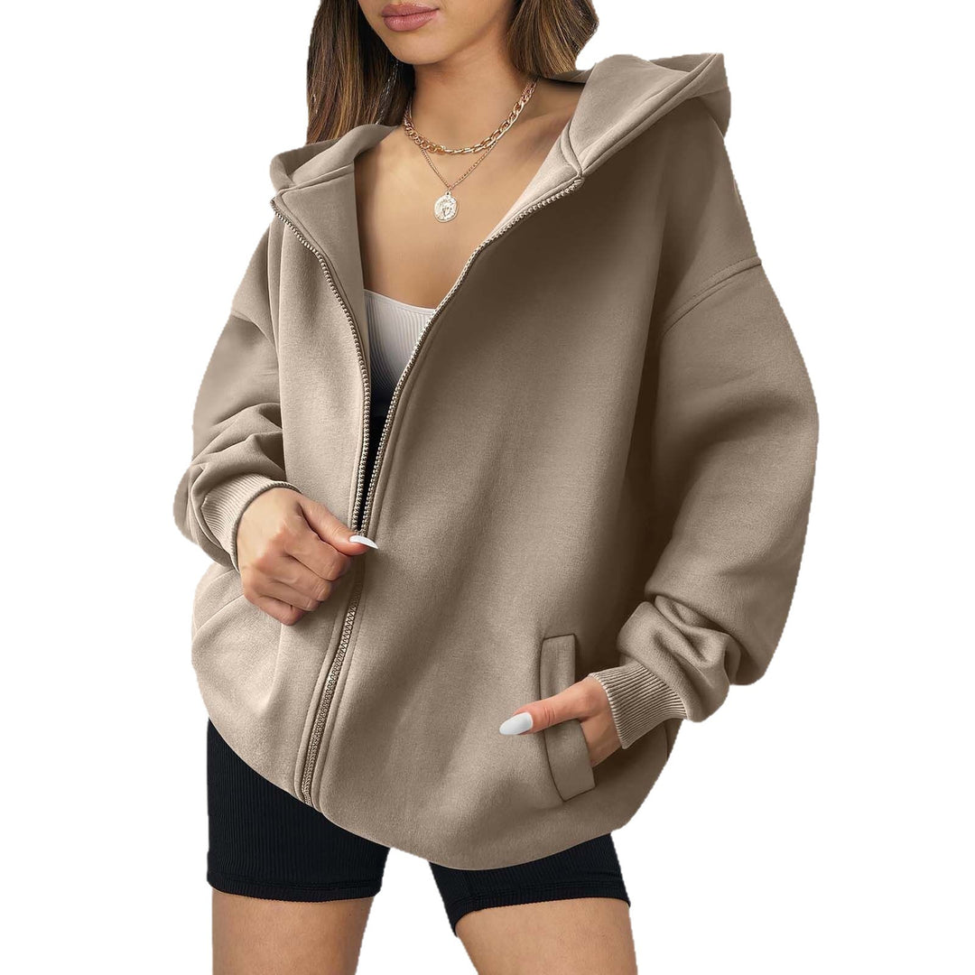 Damernas avslappnade oversized hoodiejacka med dubbel dragkedja Eva Jonsson-Eva Jonsson