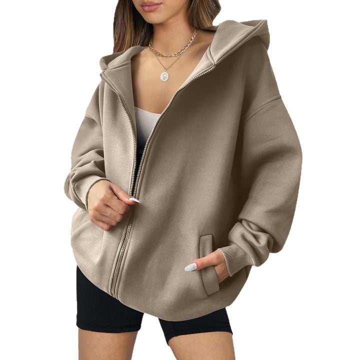 Damernas avslappnade oversized hoodiejacka med dubbel dragkedja Eva Jonsson-Eva Jonsson