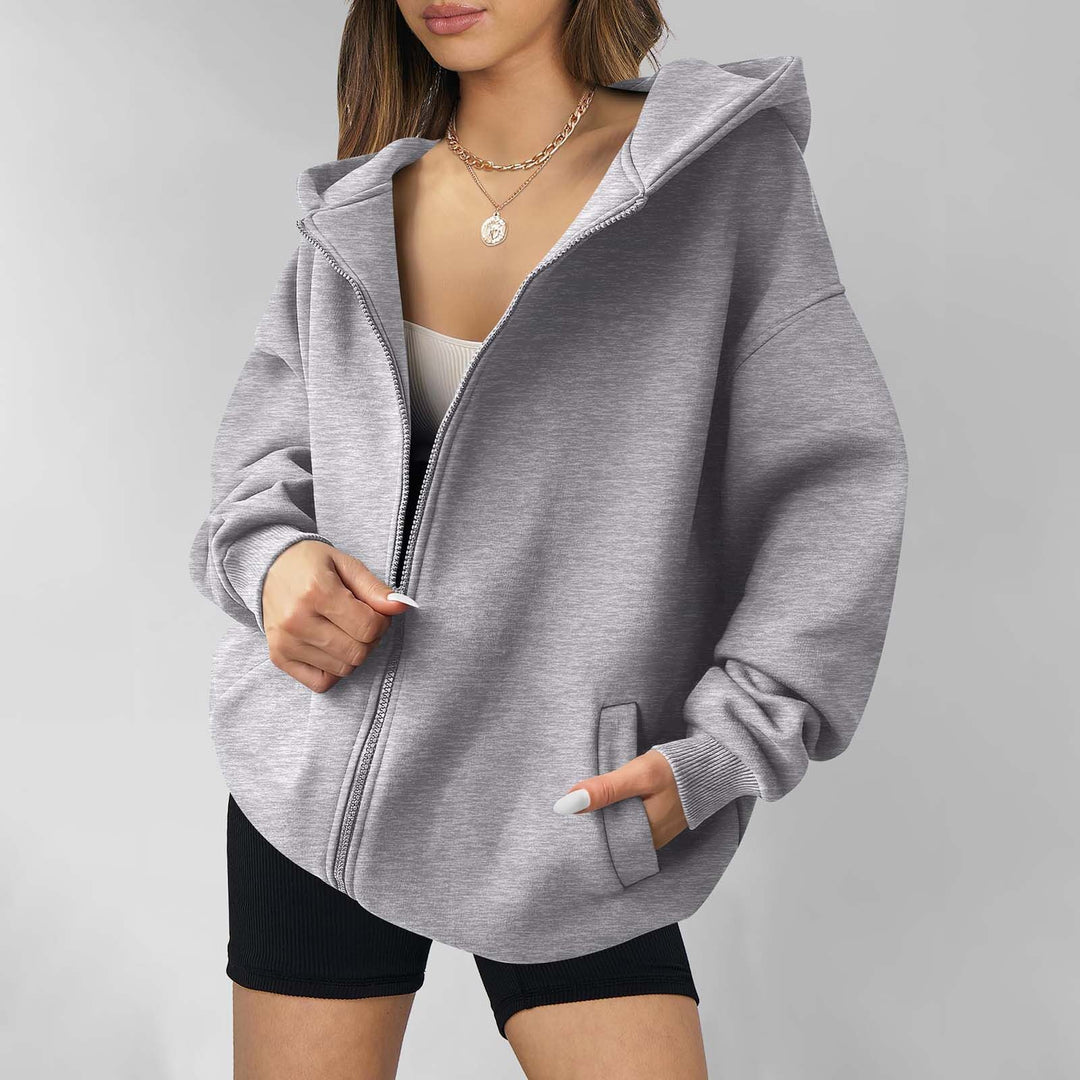 Damernas avslappnade oversized hoodiejacka med dubbel dragkedja Eva Jonsson-Eva Jonsson