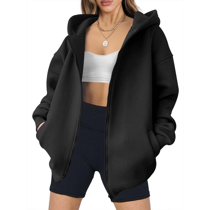 Damernas avslappnade oversized hoodiejacka med dubbel dragkedja Eva Jonsson-Eva Jonsson