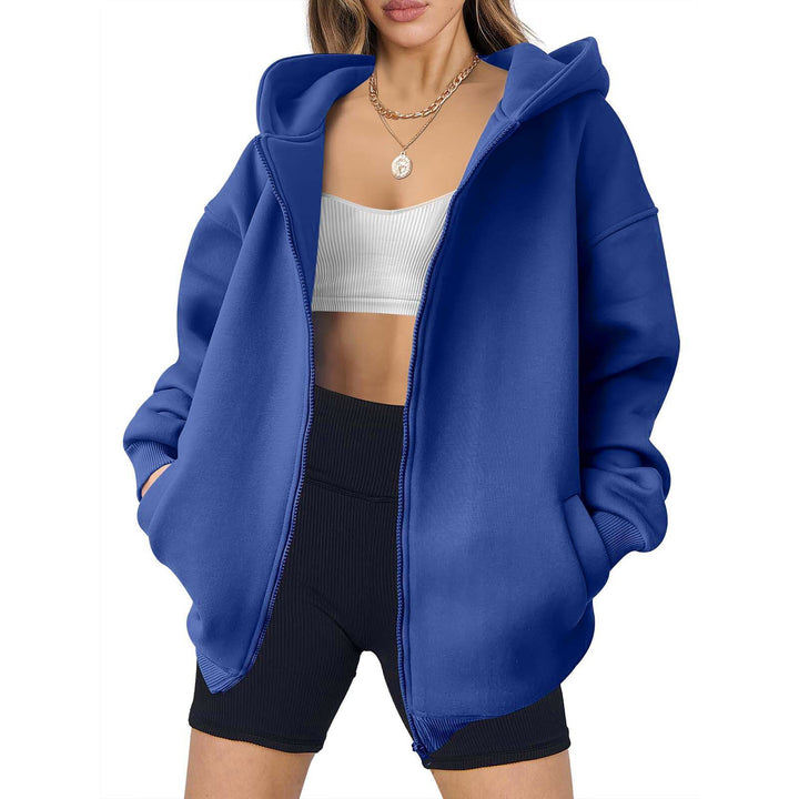 Damernas avslappnade oversized hoodiejacka med dubbel dragkedja Eva Jonsson-Eva Jonsson