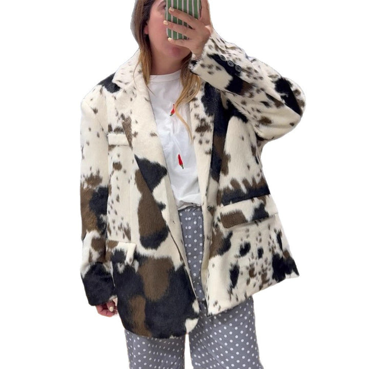 Damernas avslappnade oversized jacka med djurtryck Mirla-Eva Jonsson
