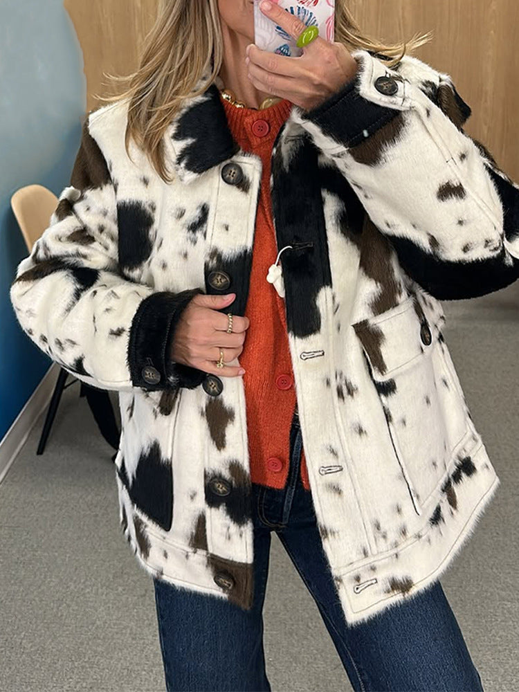 Damernas avslappnade oversized jacka med djurtryck Mirla-Eva Jonsson