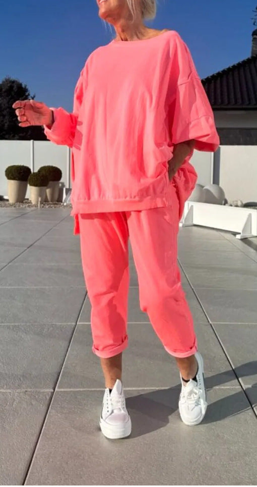 Damernas avslappnade oversized lounge-outfit med elastisk midja Mirla-Eva Jonsson