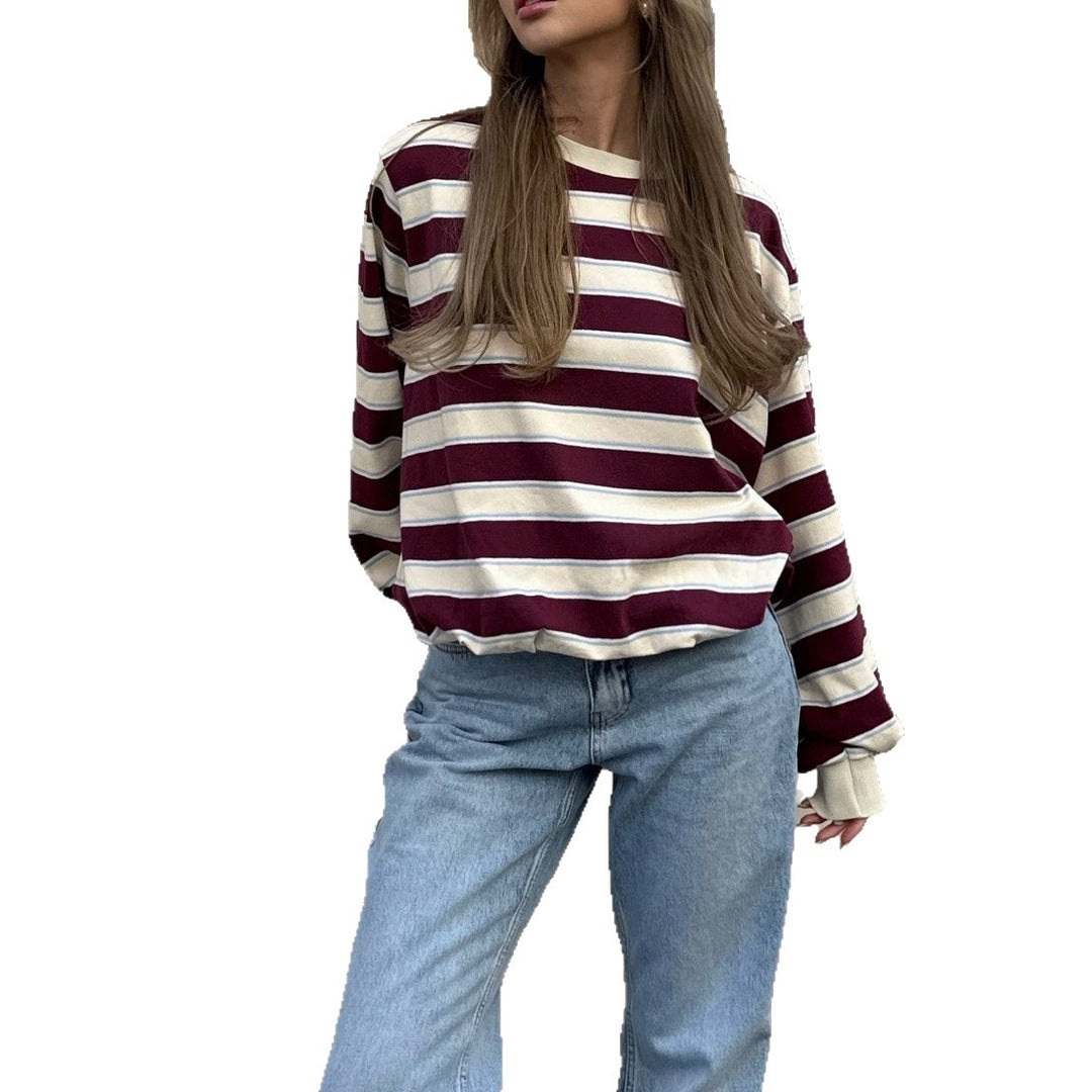 Damernas avslappnade oversized sweatshirt med breda ränder Eva Jonsson-Eva Jonsson