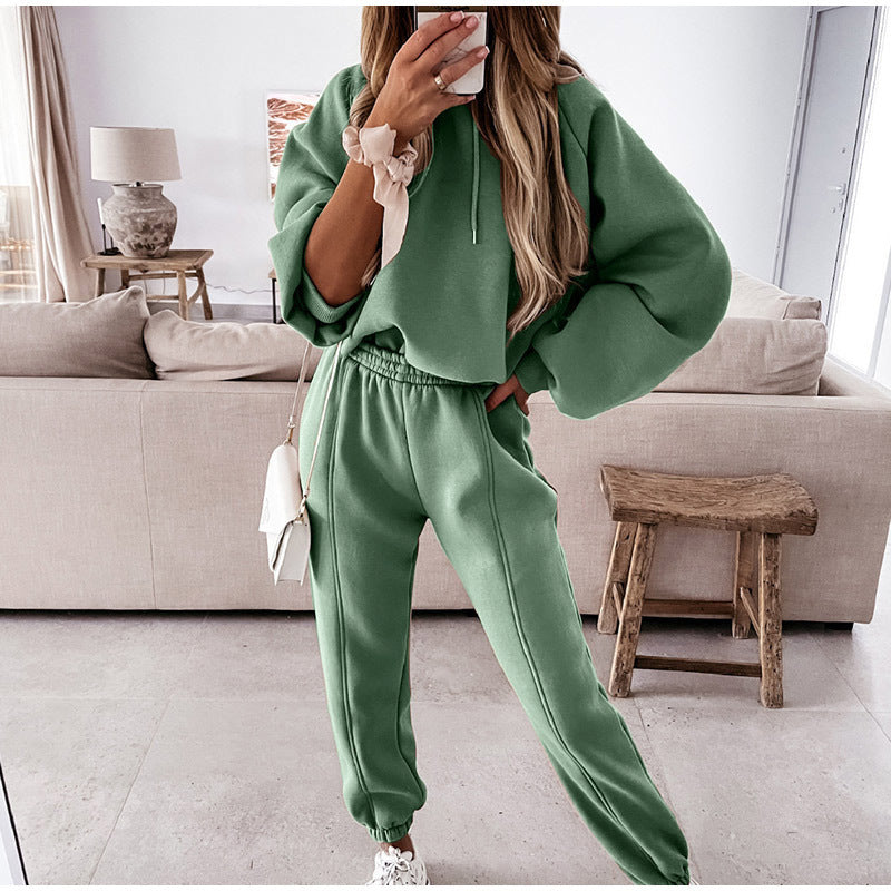 Damernas avslappnade oversized sweatshirt set med hög midja och huva Mirla-Eva Jonsson