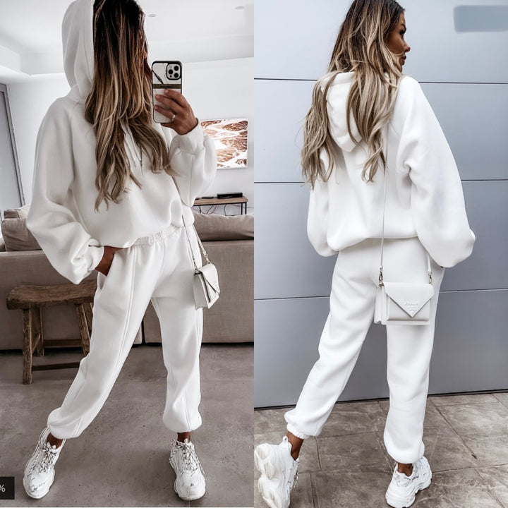 Damernas avslappnade oversized sweatshirt set med hög midja och huva Mirla-Eva Jonsson