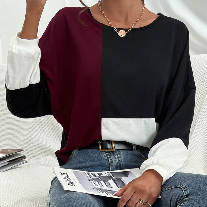 Damernas avslappnade oversized t-shirt med färgblockdesign och rundhalsflick Eva Jonsson-Eva Jonsson