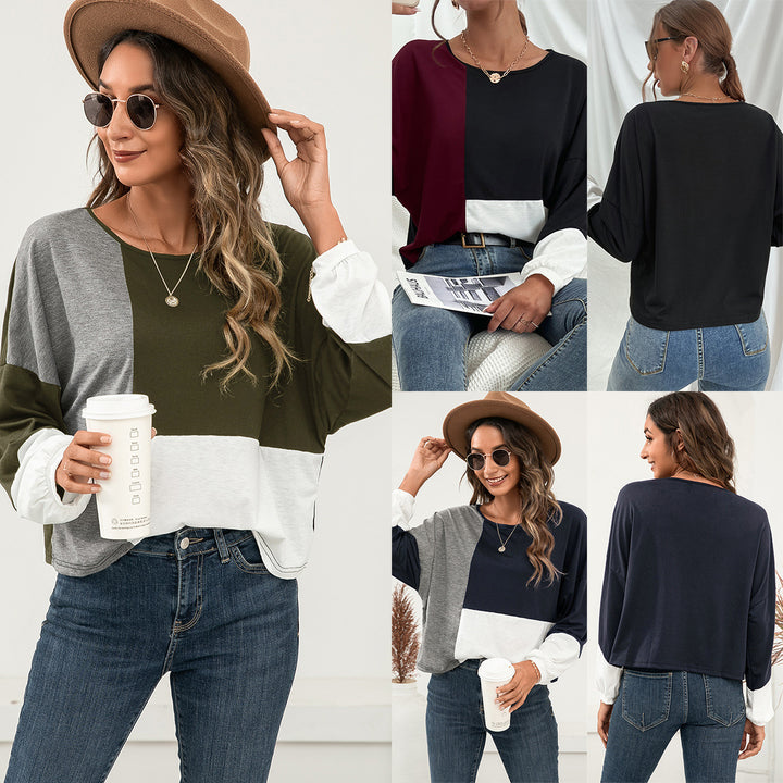 Damernas avslappnade oversized t-shirt med färgblockdesign och rundhalsflick Eva Jonsson-Eva Jonsson