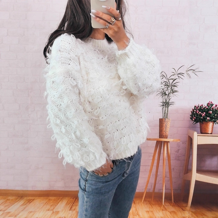Damernas avslappnade oversized-tröja i strukturerat material med unik design Eva Jonsson-Eva Jonsson