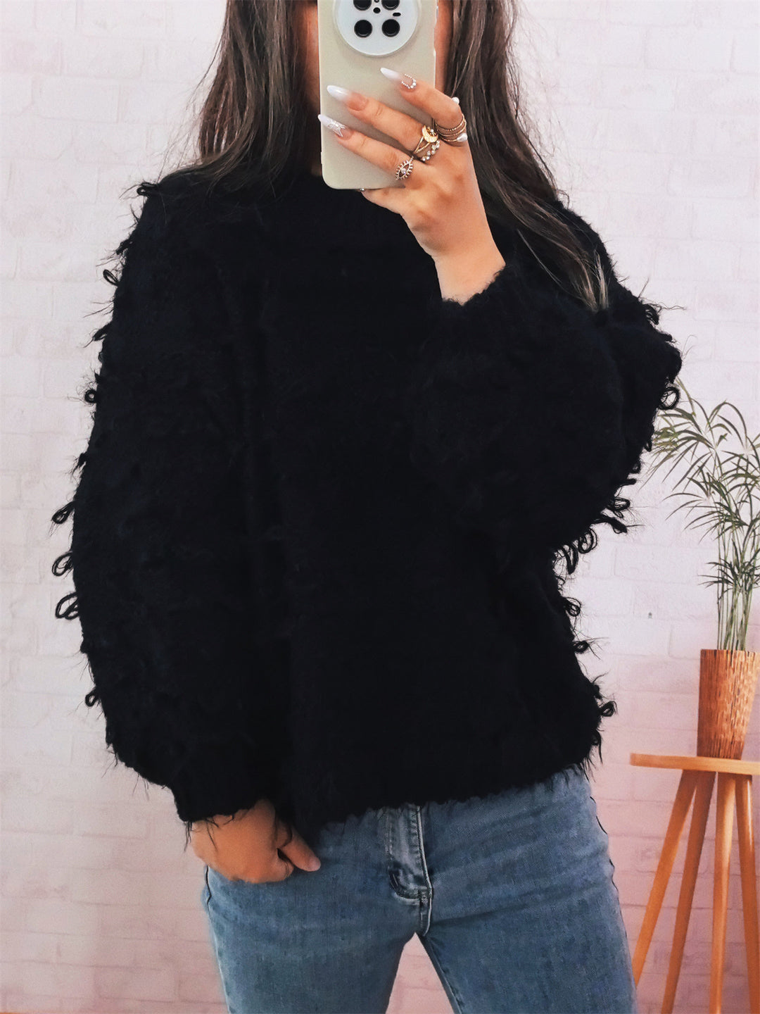 Damernas avslappnade oversized-tröja i strukturerat material med unik design Eva Jonsson-Eva Jonsson