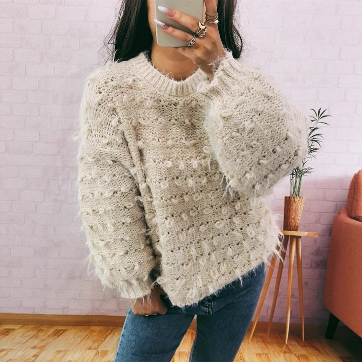 Damernas avslappnade oversized-tröja i strukturerat material med unik design Eva Jonsson-Eva Jonsson