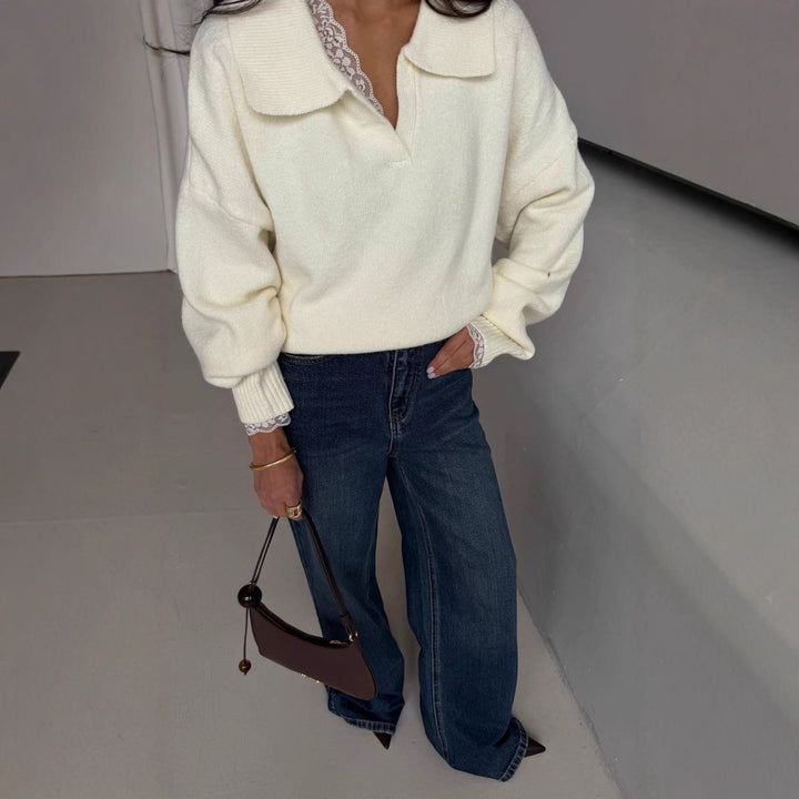 Damernas avslappnade oversized tröja med krage Mirla-Eva Jonsson