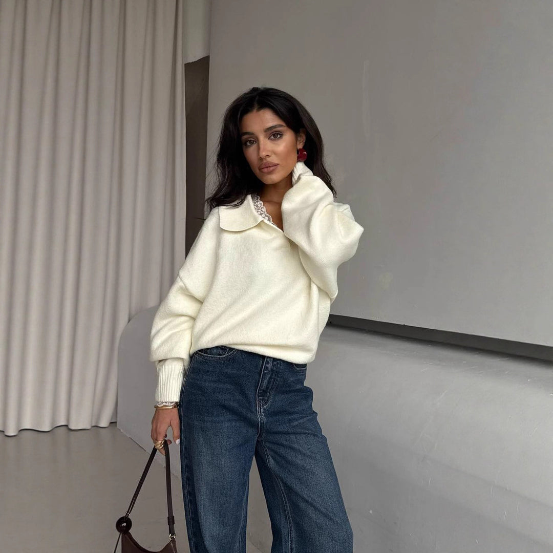 Damernas avslappnade oversized tröja med krage Mirla-Eva Jonsson
