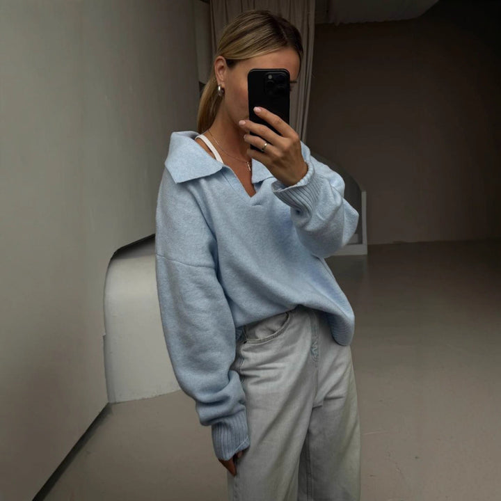 Damernas avslappnade oversized tröja med krage Mirla-Eva Jonsson