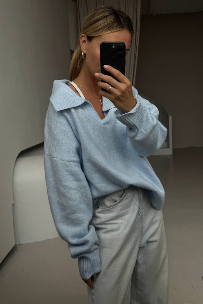 Damernas avslappnade oversized tröja med krage Mirla-Eva Jonsson