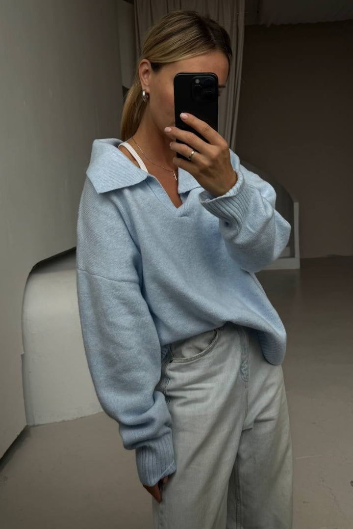 Damernas avslappnade oversized tröja med krage Mirla-Eva Jonsson