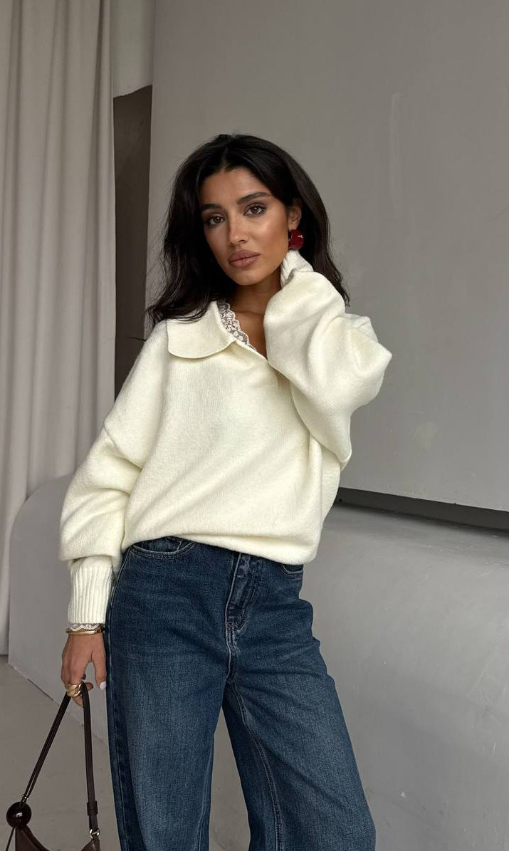 Damernas avslappnade oversized tröja med krage Mirla-Eva Jonsson